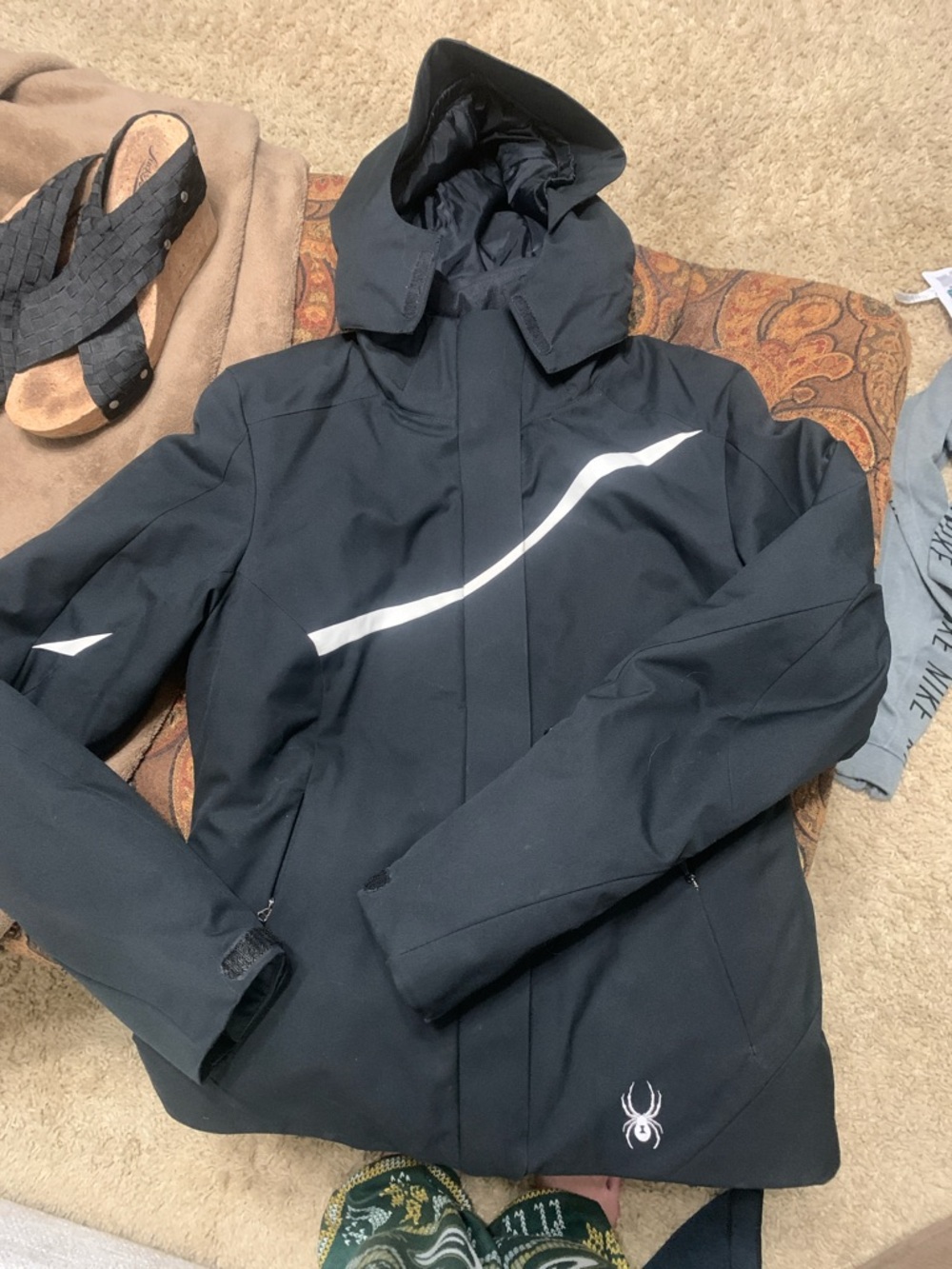Spyder Men’s Black Ski Jacket with White Accent Stripe